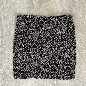 Leopard print stitch mini shirt